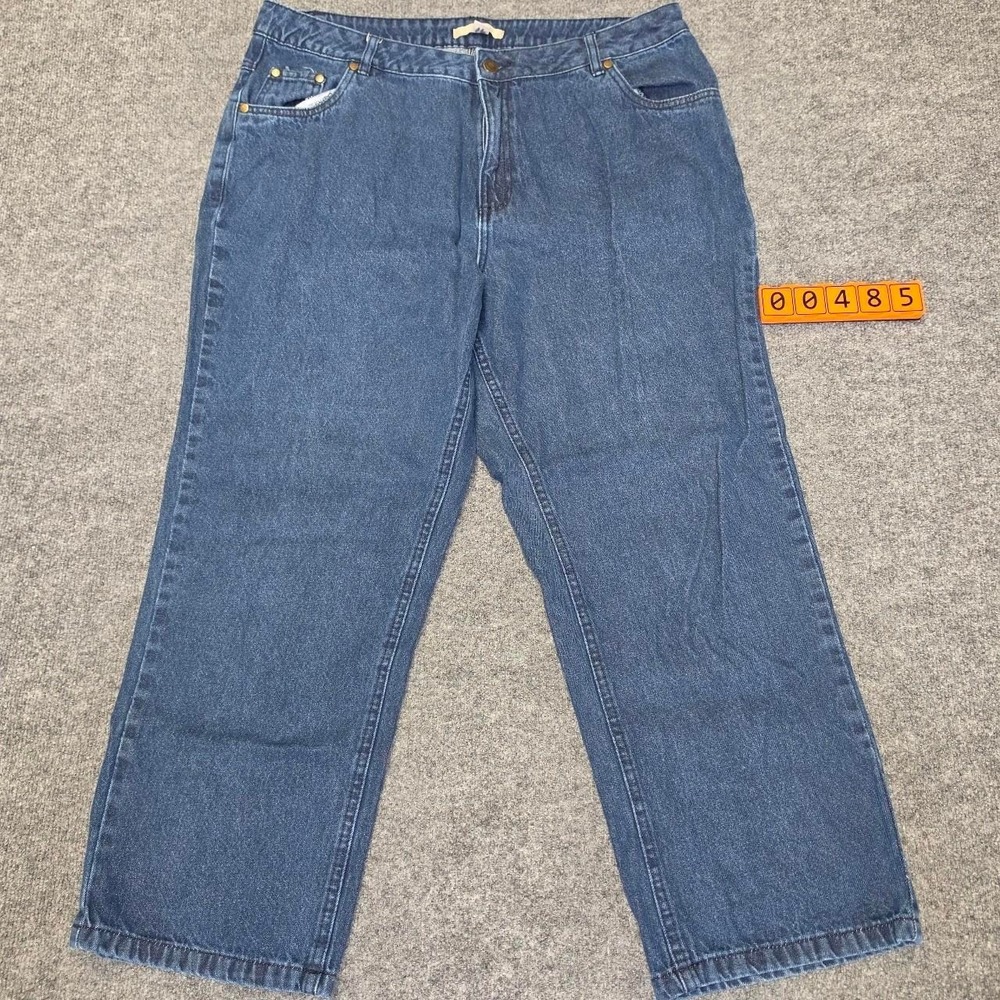 90s Woman Within Women's 16W Petite Straight Leg Blue Denim Jeans